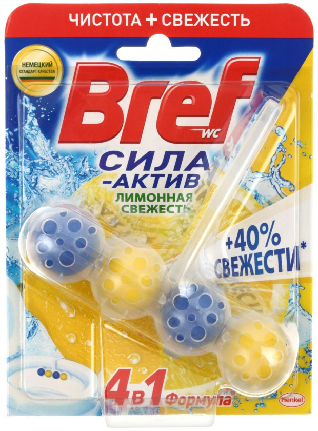 Блок для унитаза Bref 4в1 «Сила-Актив» 51 г, «Лимонная свежесть» - фото 2 - id-p133126495