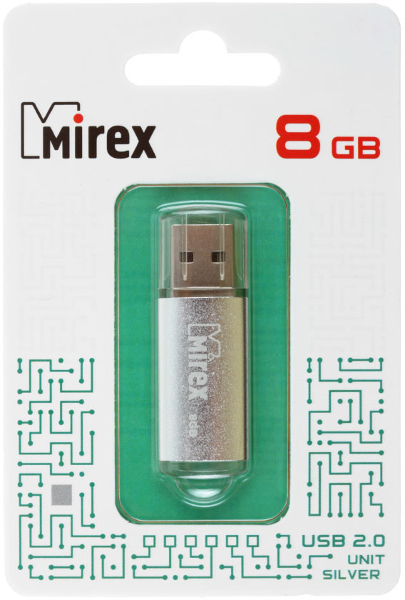 Флэш-накопитель Mirex Unit 8Gb, корпус серебристый - фото 1 - id-p131173720