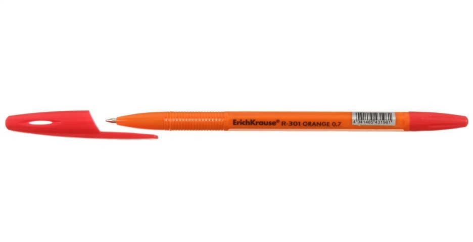 Ручка шариковая Erich Krause R-301 Orange Stick корпус оранжевый, стержень красный - фото 1 - id-p133127596
