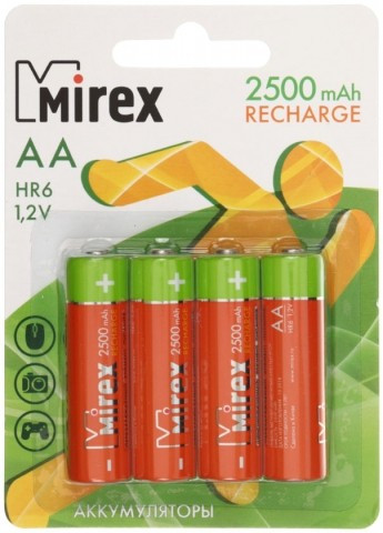 Аккумулятор Mirex AA, 1.2V, 2500 mAh (4 шт. в упаковке) - фото 1 - id-p133127616