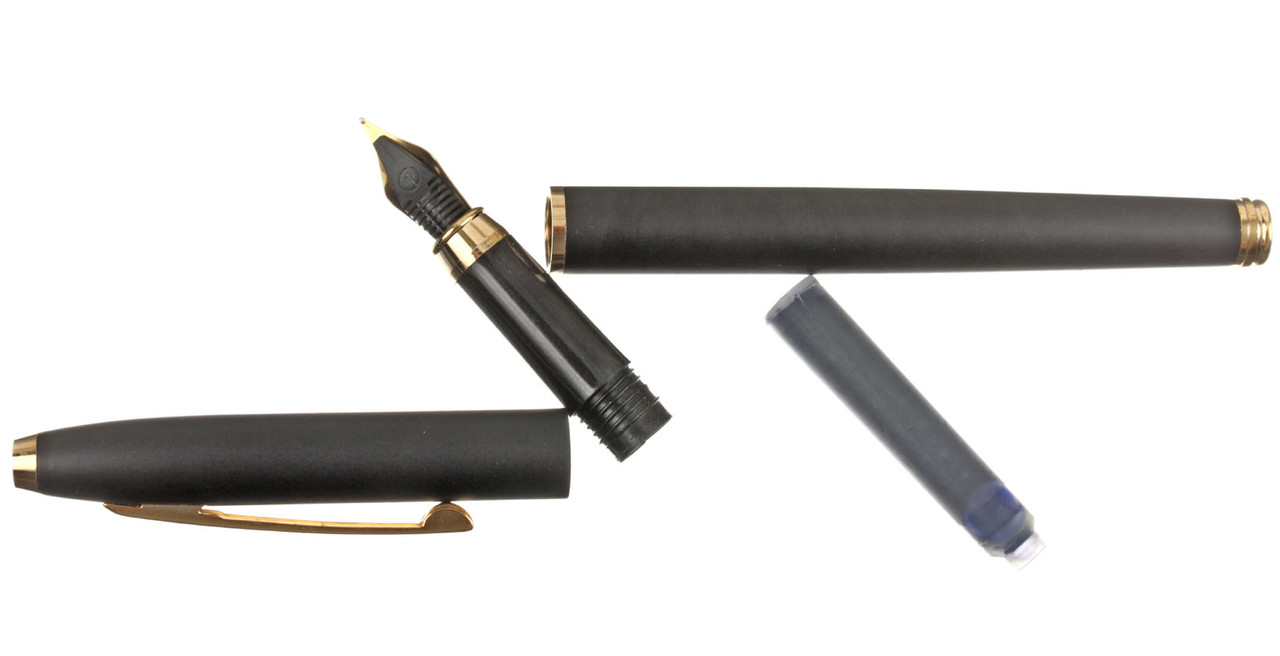 Ручка подарочная перьевая Sterling корпус черный с золотистым, синяя - фото 1 - id-p133128631