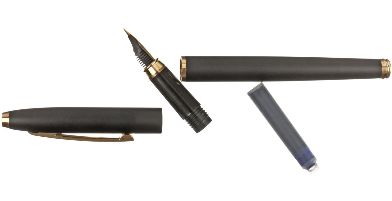 Ручка подарочная перьевая Sterling корпус черный с золотистым, синяя - фото 2 - id-p133128632