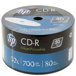 Компакт-диск CD-R HP Inkjet-Printable 52x, 50 шт. в тубе