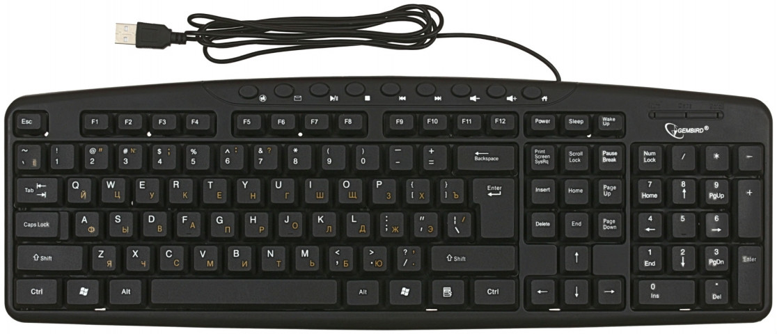 Клавиатура Gembird KB-8340UM-BL USB, проводная, черная - фото 1 - id-p133128308