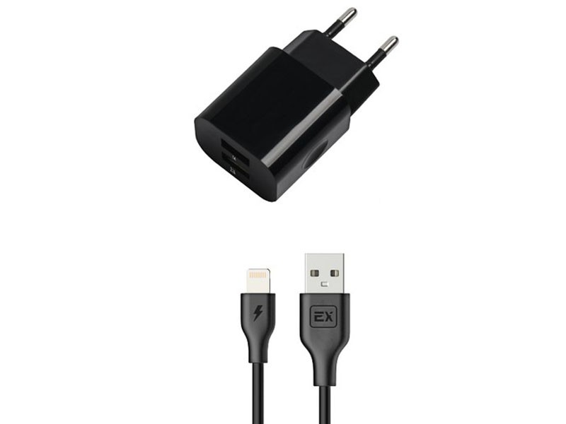 EX-Z-464 microUSB 2.1А+1А 2хUSB Classic чёрный Сетевое ЗУ EXPLOYD