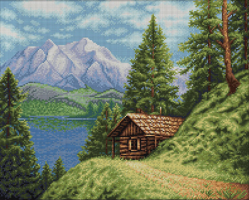 Картина стразами "Домик в горах"