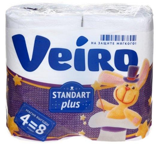 Бумага туалетная Linia Veiro Standart 4 рулона, ширина 90 мм, белая - фото 1 - id-p133148567