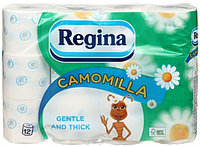 Бумага туалетная Regina Camomilla 12 рулонов, ширина 100 мм, «Ромашка», белая с рисунком