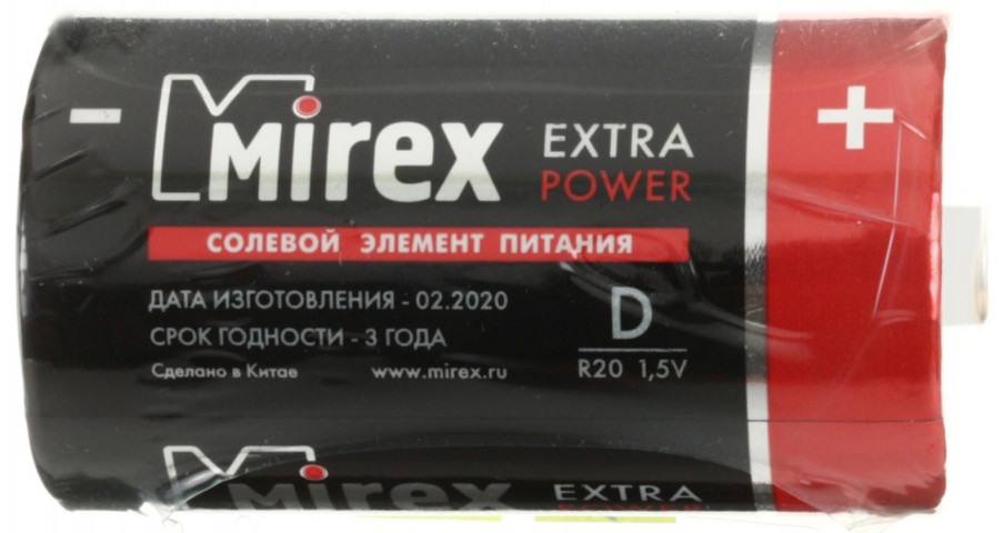 Батарейка солевая Mirex Extra Power D, R20, 1.5V - фото 1 - id-p133128547