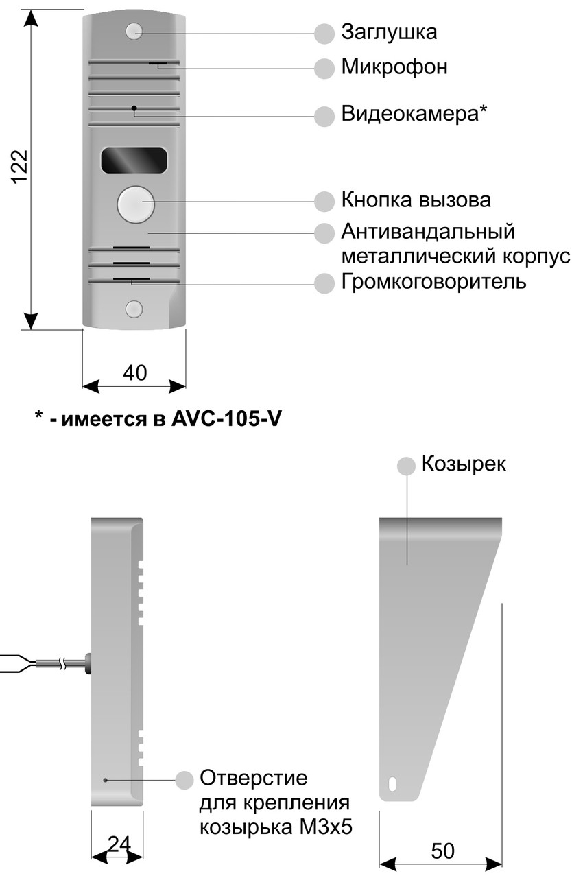 AVC-105 вызывная аудиопанель (медь) - фото 2 - id-p133158427