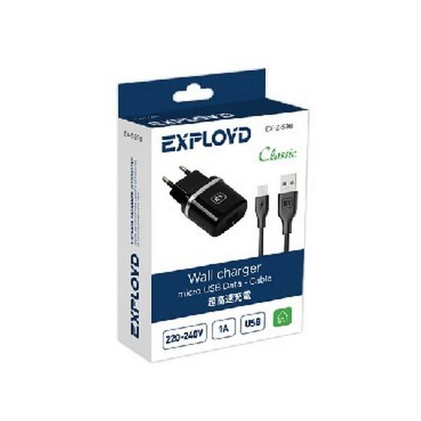 EX-Z-598 micro USB 1А чёрный Classic Сетевое ЗУ EXPLOYD - фото 1 - id-p132980073