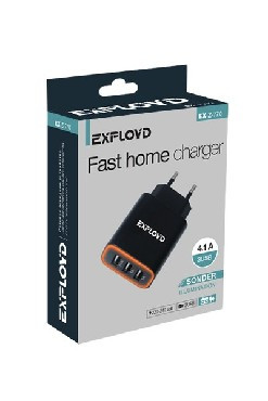 EX-Z-770 4.1A 2.1А+1А+1А 3хUSB подсветка чёрный SONDER Сетевое ЗУ EXPLOYD