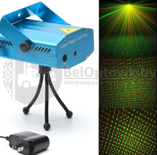 Галографический лазерный Mini проектор Звездное небо Laser Stage Laser Lighting, регулируемые скорость и - фото 4 - id-p93849781