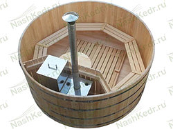 Японская баня Фурако круглая - кедровая с внешней печью (120*d150*4 см) 3647