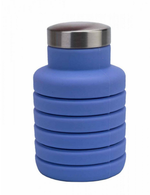 Бутылка для воды силиконовая складная с крышкой (500 мл) Фиолетовый - фото 1 - id-p133234907