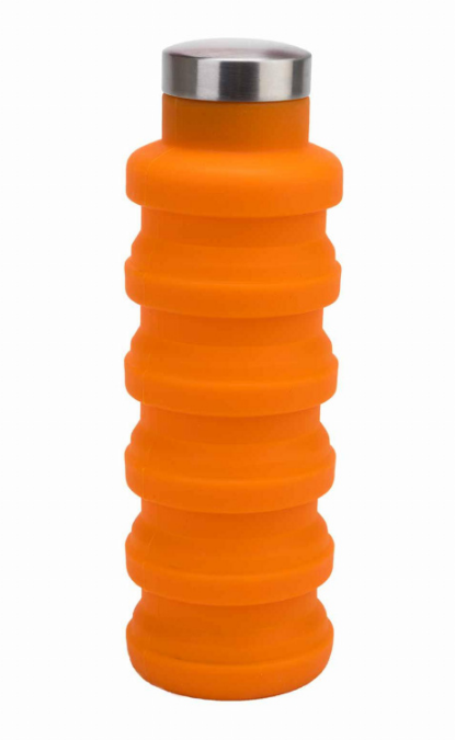 Бутылка для воды силиконовая складная с крышкой (500 мл) Оранжевый - фото 3 - id-p133234908