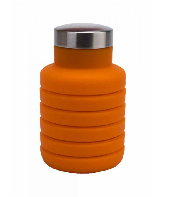 Бутылка для воды силиконовая складная с крышкой (500 мл) Оранжевый - фото 1 - id-p133234908