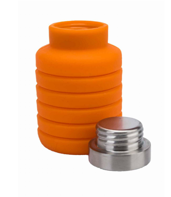 Бутылка для воды силиконовая складная с крышкой (500 мл) Оранжевый - фото 2 - id-p133234908