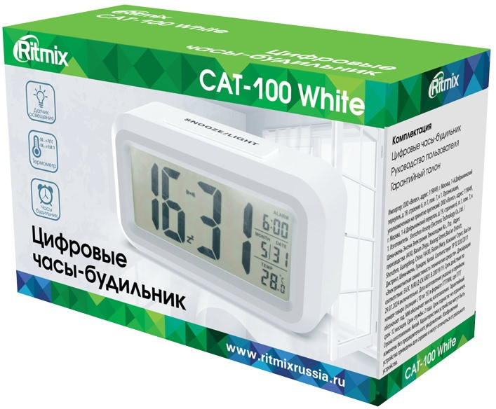 Часы-метеостанция Ritmix CAT-100 White - фото 3 - id-p133265149