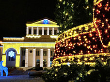 Административное здание, уличная ель "Уральская", световые фигуры