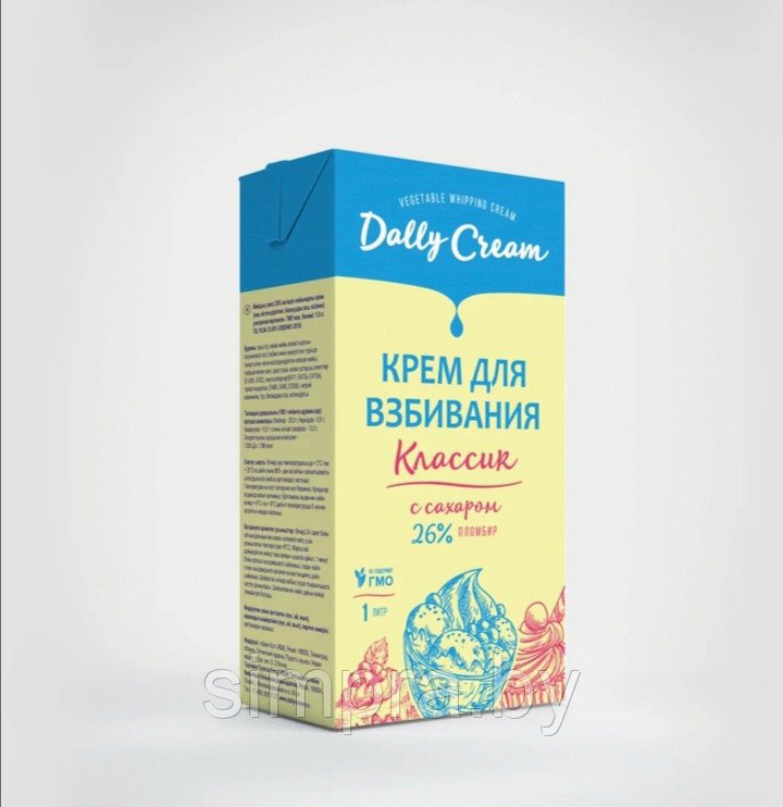 Крем на раст. маслах Dally Cream пломбир (для взбивания), сливки 26%, РФ классик