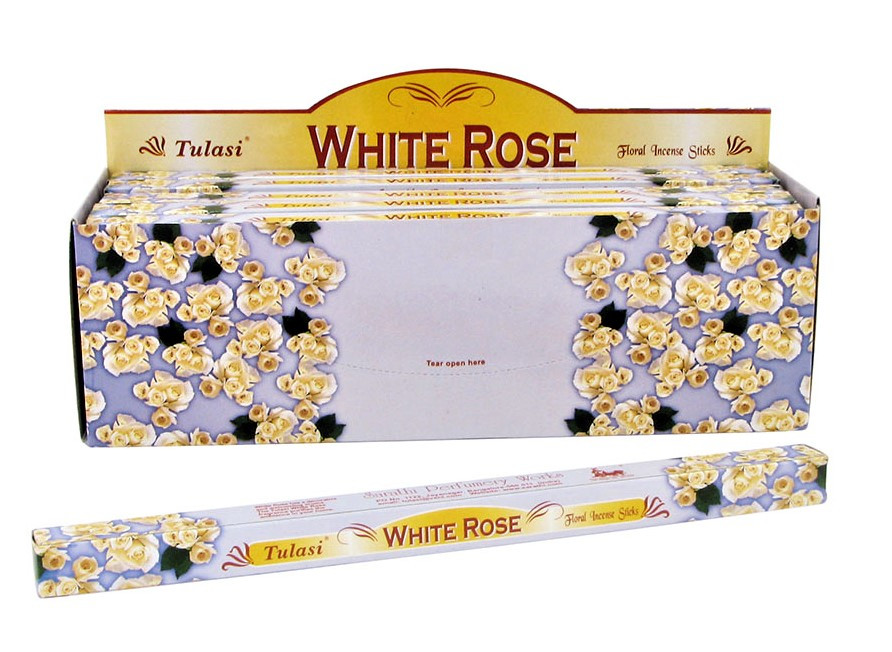 Благовония Белая Роза (Tulasi Sarathi White Rose), 8шт - для ума и сердца - фото 1 - id-p133280247