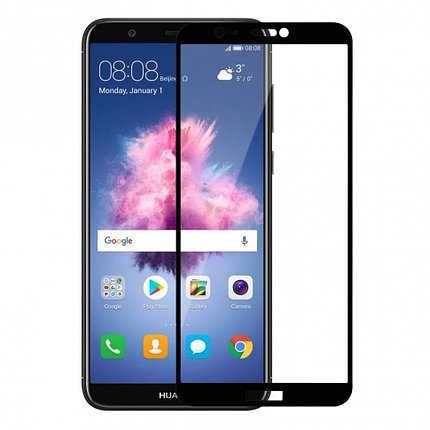 Защитное стекло для Huawei P Smart с полной проклейкой (Full Screen), черное, фото 2