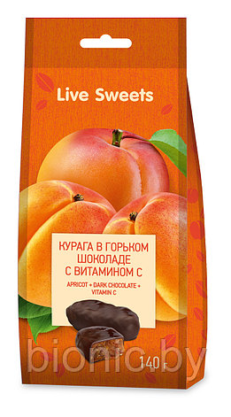 Конфеты глазированные "Курага в горьком шоколаде", "Live Sweets", 140гр. 1/12, фото 2
