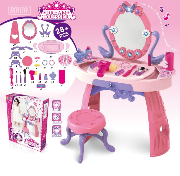 Детский туалетный столик со стульчиком BOWA "Юная красавица", свет, звук, 28 предметов, арт.8302, фото 1