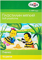 Пластилин восковой "Пчелка" 16 цв. 240 г, со стеком картонная коробка