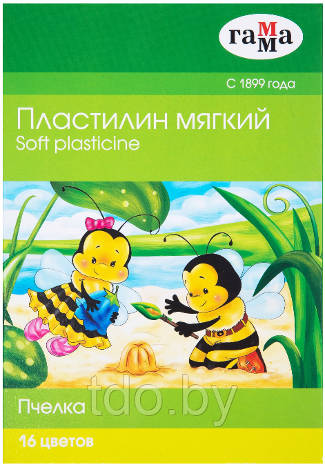 Пластилин восковой "Пчелка" 16 цв. 240 г, со стеком картонная коробка - фото 1 - id-p133302435