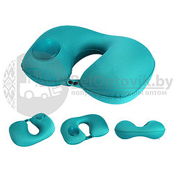 Надувная подушка в путешествия для шеи со встроенной помпой для надувания Travel Neck Pilows Inflatable Foldable. Надуваем подушку руками