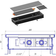 Конвектор внутрипольный Новатерм 95мм х 305мм х 1300мм