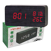Часы электронные настольные Digital Voice-Control Wooden Clock VST-862S, фото 3