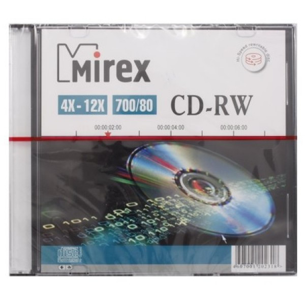 Диск CD-RW Mirex 700 Мб 4-12x Slim case UL121002A8S(работаем с юр лицами и ИП) - фото 1 - id-p133346614