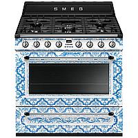 Газовая плита Smeg Divina Cucina TR90DGM9 Белая с голубым узором