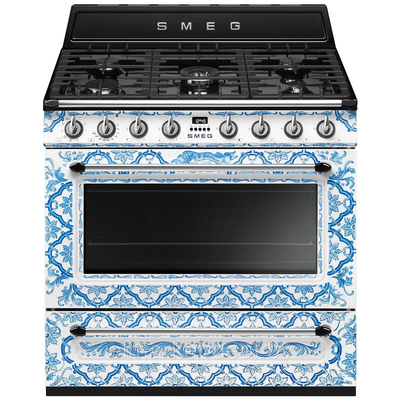 Газовая плита Smeg Divina Cucina TR90DGM9 Белая с голубым узором - фото 1 - id-p133346789