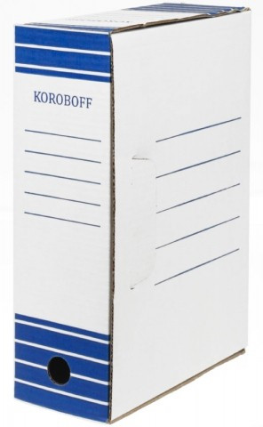Короб архивный из гофрокартона корешок 100 мм, 327*100*240 мм, белый с синим - фото 3 - id-p133351612