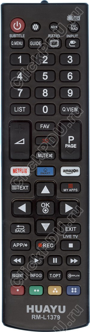 Пульт телевизионный Huayu для LG RM-L1379 3D SMART TV LED TV с функциями NETFLIX / AMAZON
