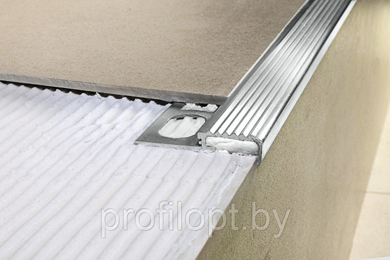 Z профиль для плитки на ступени, алюминиевый 10 мм, серебро матовый 250 см - фото 3 - id-p133362564
