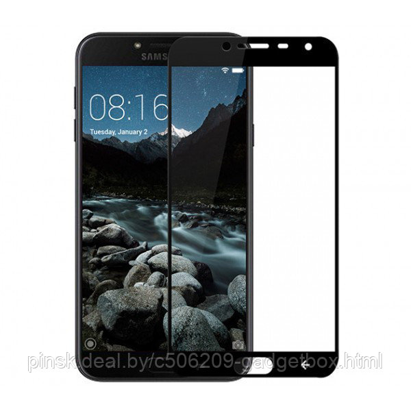 Защитное стекло 6D 9H 0,33мм с полной проклейкой для Samsung J4 2018 (J400) Черное - фото 1 - id-p130057466