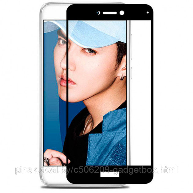 Защитное стекло 6D 9H 0,33мм с полной проклейкой для Huawei P8 Lite 2017 / P9 Lite 2017 / Honor 8 Lite Черное - фото 1 - id-p130057421