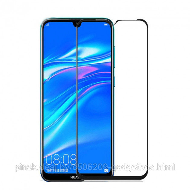 Защитное стекло 6D 9H 0,33мм с полной проклейкой для Huawei Y7 2019 / Y7 Prime 2019 Черное - фото 1 - id-p130057435