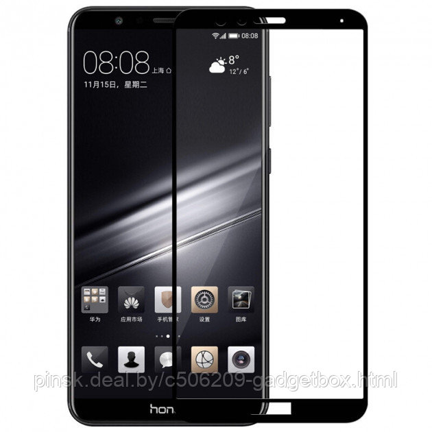Защитное стекло 6D 9H 0,33мм с полной проклейкой для Huawei Honor 7X (GR5 2018) Черное - фото 1 - id-p130057441