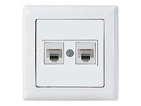 Розетка компьютерная 2xRJ45 (Cat5e, скрытая) белая, DARIA, MUTLUSAN ((2xRJ 45) 8-pin, соединения типа 568A или