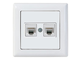 Розетка компьютерная 2xRJ45 (Cat5e, скрытая) белая, DARIA, MUTLUSAN ((2xRJ 45) 8-pin, соединения типа 568A или