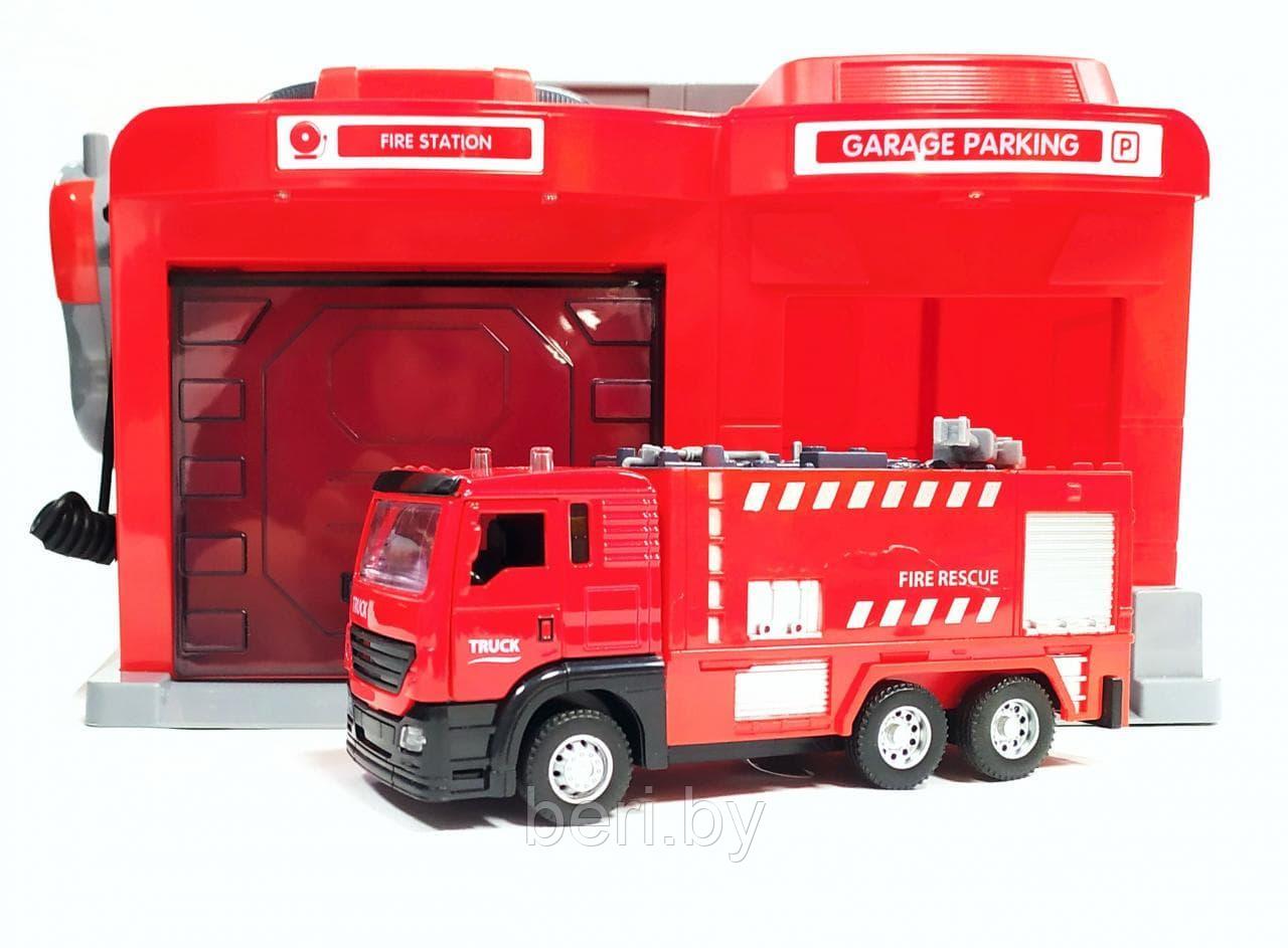 CLM-551 Игровой набор "Гараж пожарная служба" (машинка, рация, свет, звук), паркинг - фото 2 - id-p133425073
