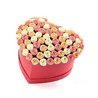 Набор подарочный "Шоколадное настроение"Сердце ( 37 шт), 20*11 см бело-розово-оранж