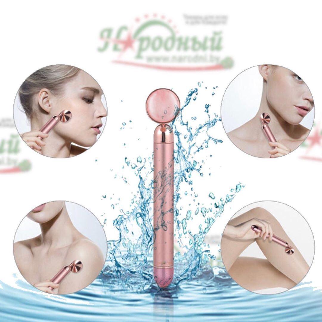 Роликовый массажер для лица Flawless Contour (розовый). Набор для массажа 2 в 1 - фото 7 - id-p128304894