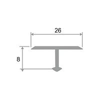 Алюминиевый Т-образный профиль 26 мм цвет серебро или ламинированный под дерево 270 см